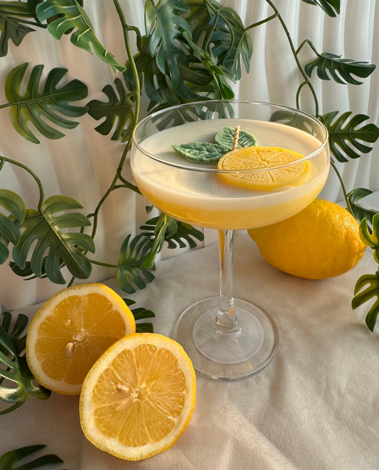 Lemon Martini Duftkerze im Cocktailglas – Zitronenkerze aus Sojawachs