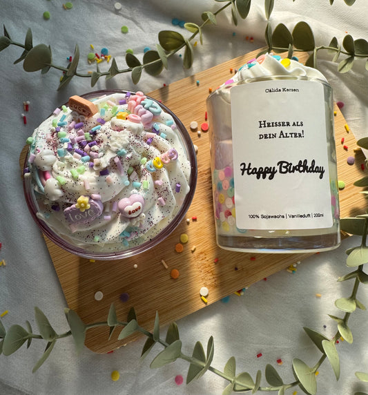 Happy Birthday Dessertkerze – personalisierbar