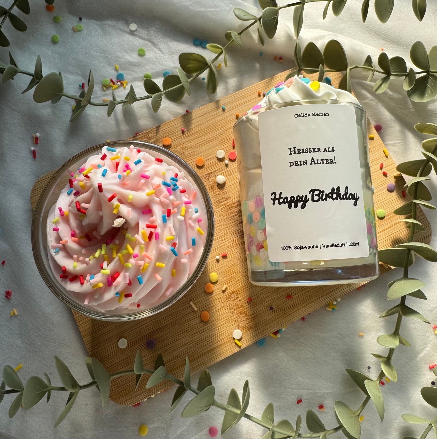 Happy Birthday Dessertkerze – personalisierbar