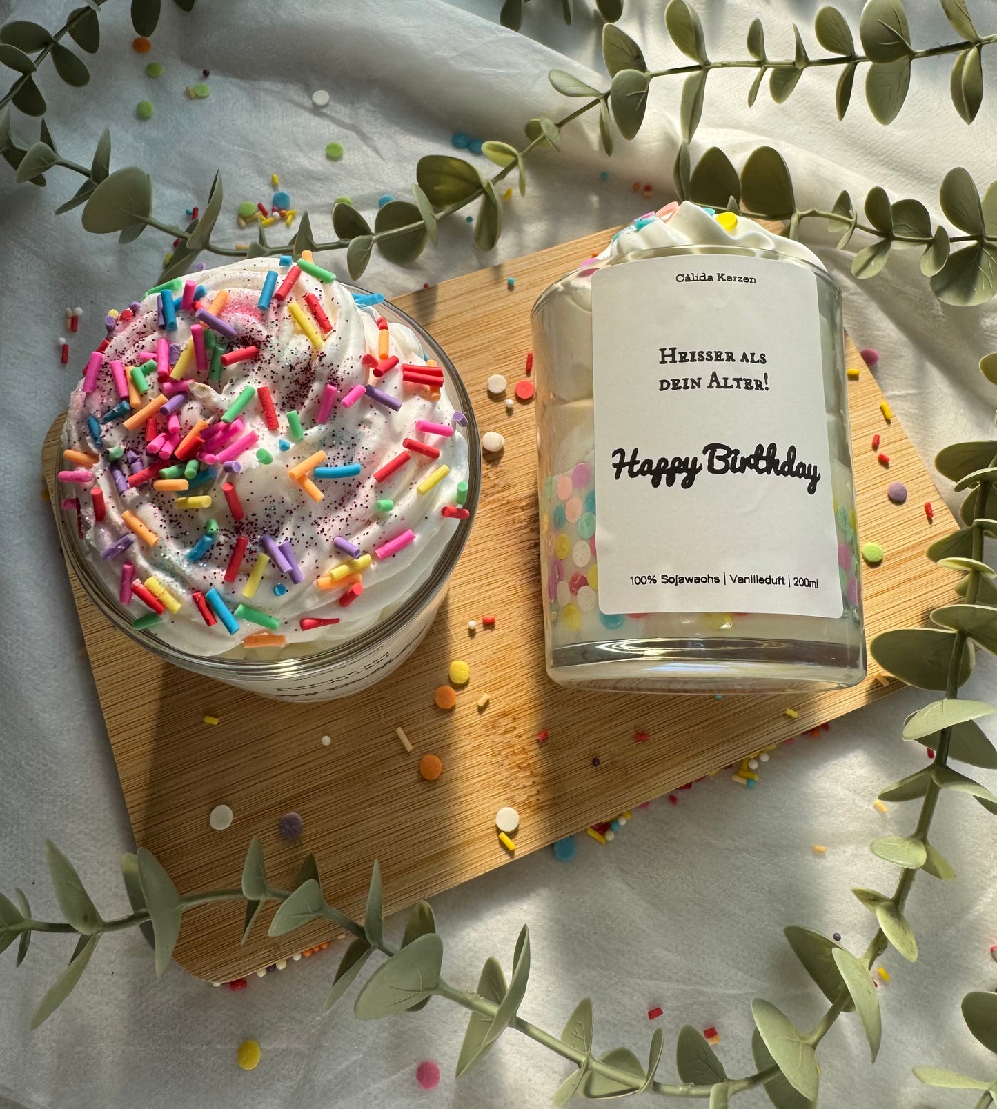 Happy Birthday Dessertkerze – personalisierbar