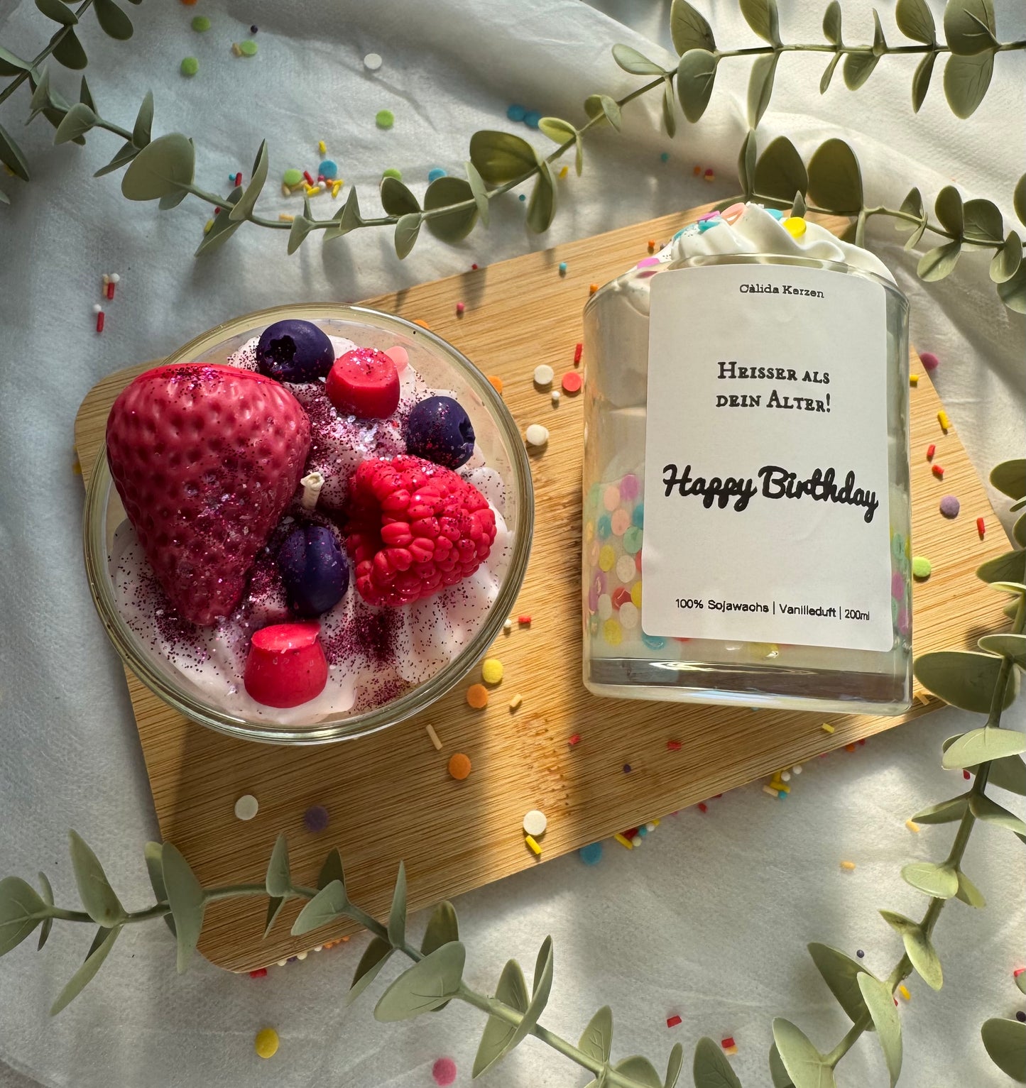 Happy Birthday Dessertkerze – personalisierbar